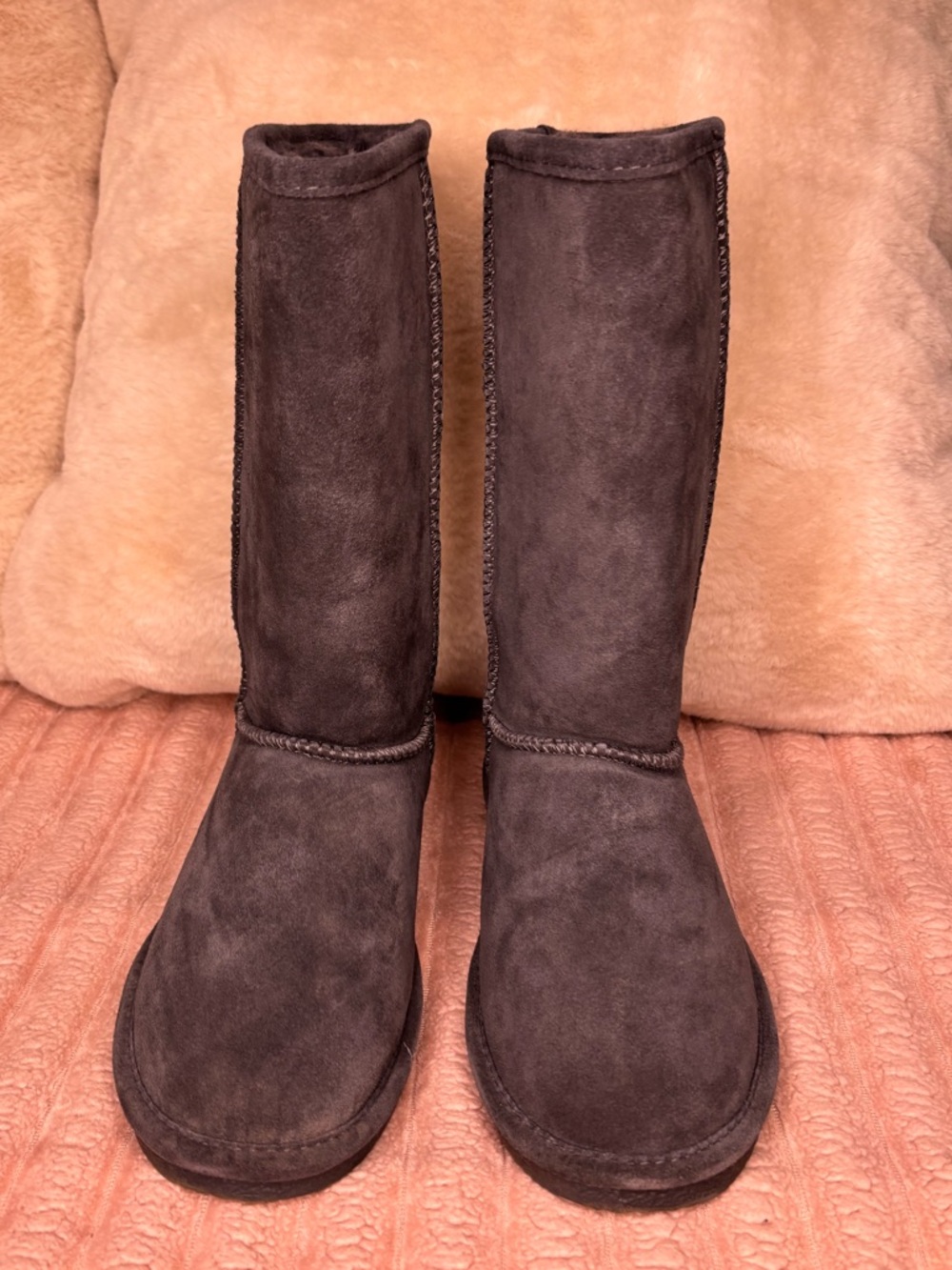 BearPaw Tall Suede Boots - Dark Gray - Picture 2 of 12